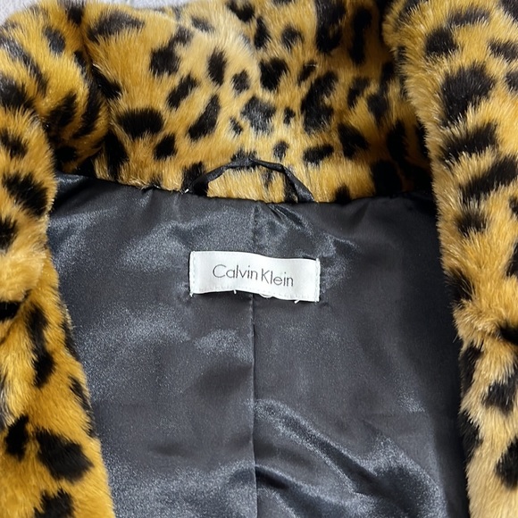 Women’s Calvin Klein faux animal print fur vest front zipper SZ M - Picture 6 of 9